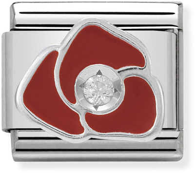 Nomination Composable CL SIMBOLS Stainless Steel Enamel 1 Cub. Zirc And 925 Silver RED Rose 330305/05