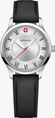 Wenger City Classic Quartz (34mm) Silver Dial / Black Leather Strap 01.1421.124