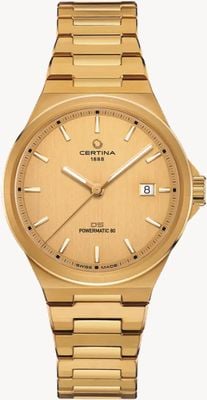 Certina DS-7 POWERMATIC 80 (39mm) Gold Dial / Gold Stainless Steel Bracelet C0434073336100
