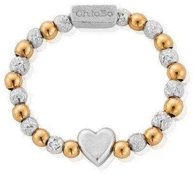 ChloBo Gold And Silver Inset Heart Ring - Medium GMR2HEART