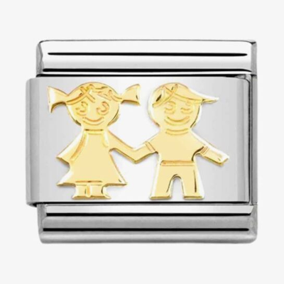 Nomination Classic Sister & Brother 18ct Gold Charm 030162/69