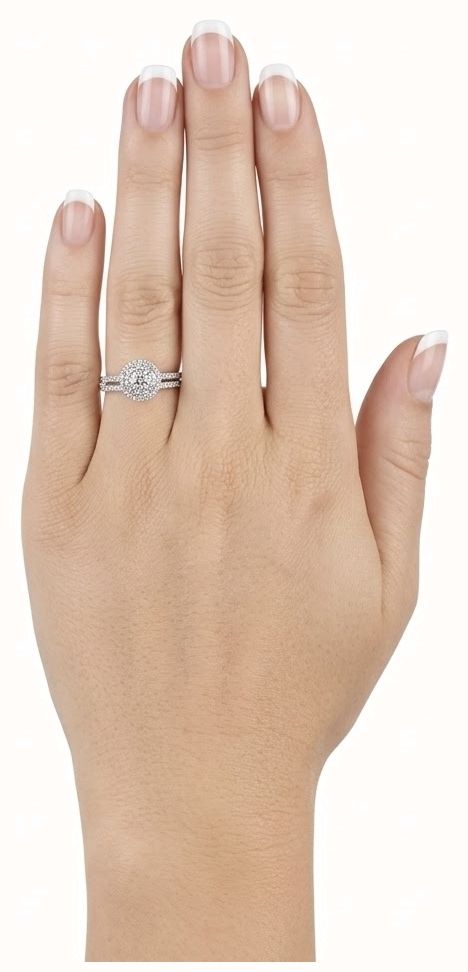 0.66ct Round Brilliant Natural Diamond 9ct White Gold Halo Cluster Ring & Matching Eternity Ring ES13788CA-9G14699W - alternate view 5