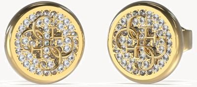 Guess Women's Dreaming Guess Gold Plated 12mm Pavé 4G Stud Earrings UBE03129YG