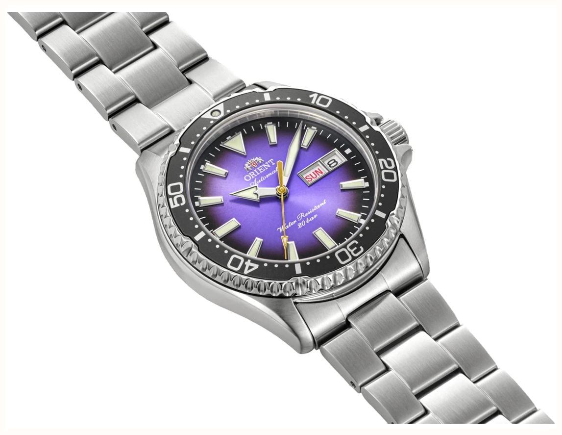 Orient Men's Automatic Dive-Style Watch Purple Gradient Sunburst Dial Black Unidirectional Rotating Bezel RA-AA0827V39B - alternate view 2