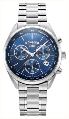 Roamer Men's Pro Chrono (42mm) Blue Dial / Stainless Steel Bracelet 993819 41 45 20