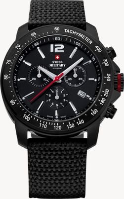 Swiss Military by Chrono Men's Army-Style Chronograph (42mm) Black Dial / Black Nylon Strap SM34033.06