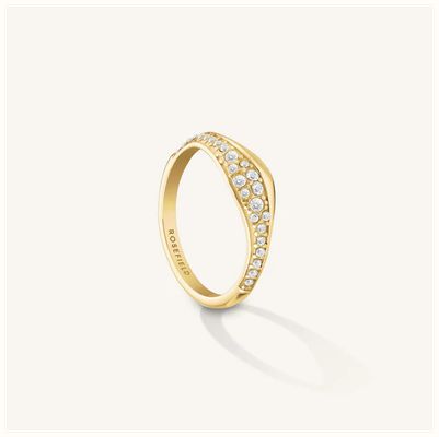Rosefield Jewellery Pave Wave Ring Gold Plated Satinless Steel Size 52 JRPW52G-J1266
