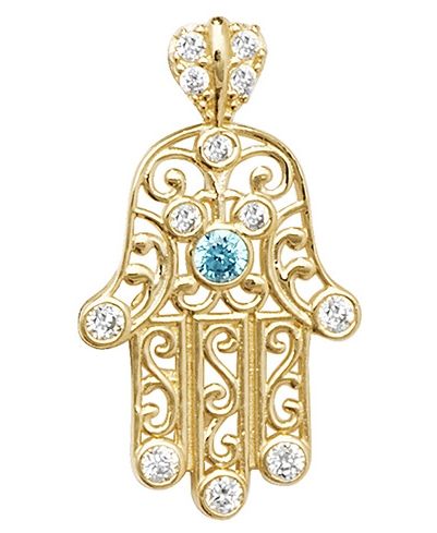 Treasure House PN067 9ct Fold Hamsa Hand Cz Filigree Pendant Jewellery