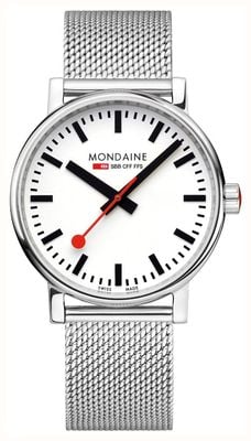 Mondaine Official Swiss Railways Evo2 (40mm) White Dial / Stainless Steel Mesh Bracelet MSE.40110.SM