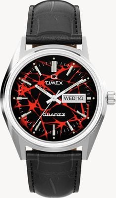 Timex Q Timex Red Vega 1978 Reissue (38mm) Black & Red Marbleized Dial / Black Leather Strap TW2Y55700