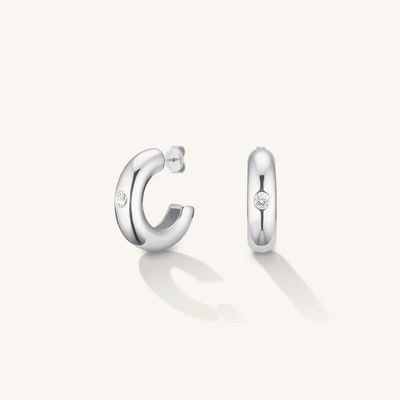 Rosefield Jewellery Ladies Bold Solitary Chunky Silver Hoops JEBCS-J1201