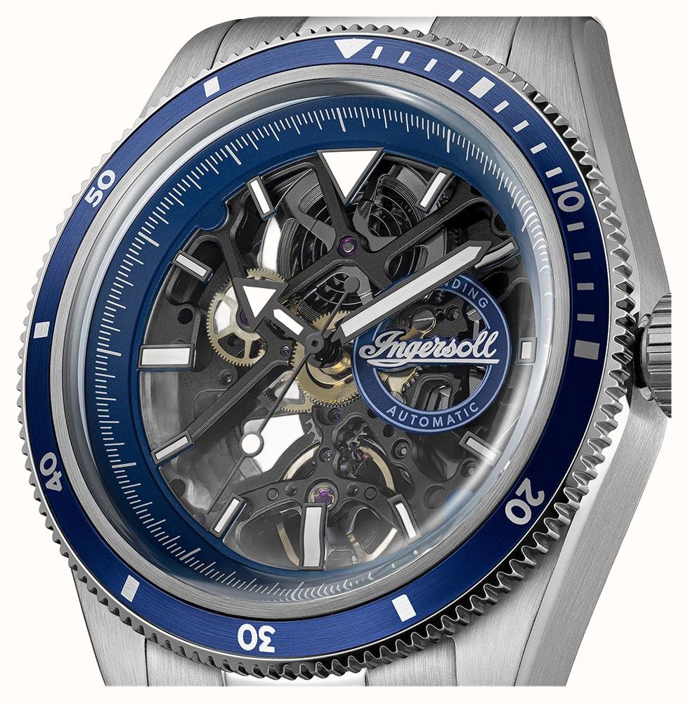 Ingersoll THE BUCK Automatic (43mm) Blue Skeleton Dial / Stainless Steel Bracelet I18002 - alternate view 2