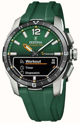 Festina Connected D Hybrid Smartwatch (44mm) Green Integrated Digital Dial / Green Rubber Strap F23000/2