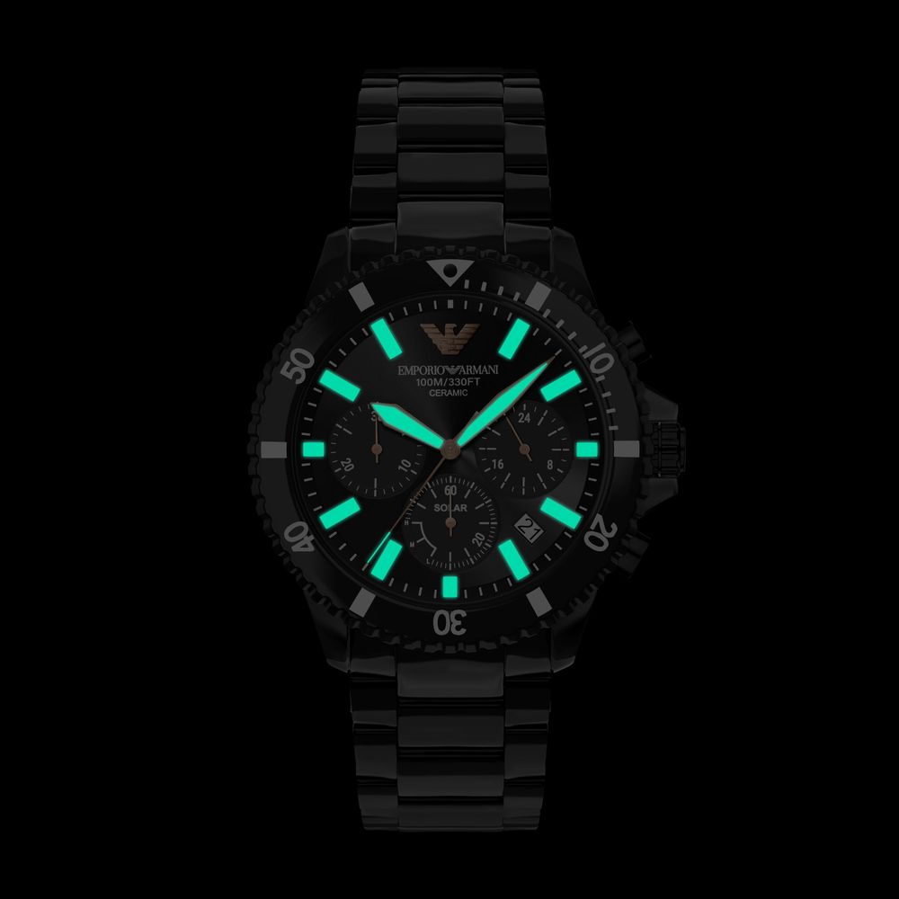 Emporio Armani Solar Chronograph (44mm) Black Dial / Black Ceramic Bracelet AR70022 - alternate view 5