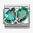Nomination Composable CL  Acciaio, CZ E Arg.925 Doppie Gocce VERDE 330329/12