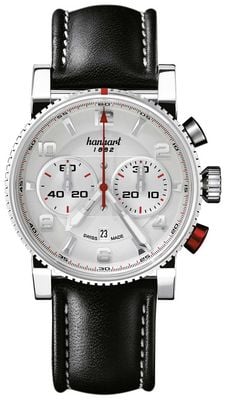 Hanhart PRIMUS Racer Automatic Chronograph (44mm) Silver Dial / Black Leather Strap - M 741.220-0020