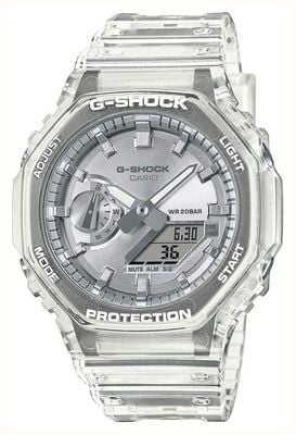 Casio G-Shock Bright Metallic Dial Series (45.4mm) Silver Dial / Translucent Resin Strap GA-2100BM-7A8ER