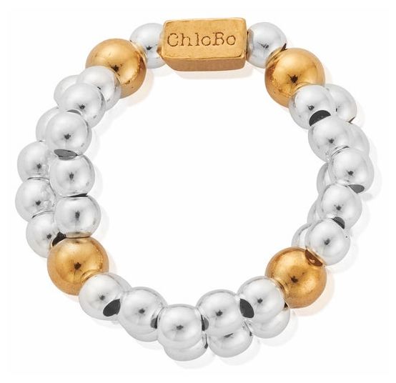 ChloBo GMR2D Gold And Silver Entwined Double Ring - Medium Jewellery