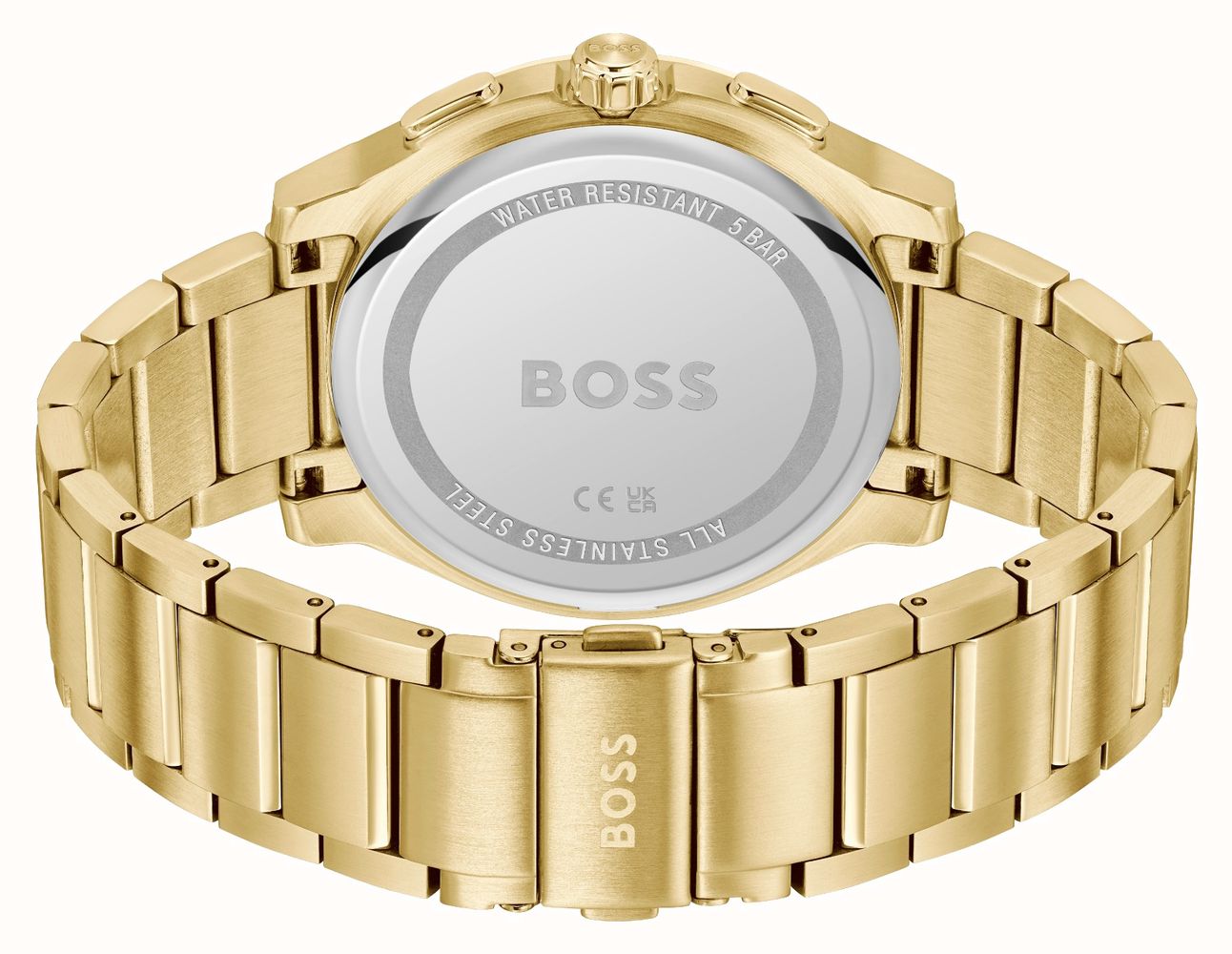 Hugo Boss Peak Chronograph Olive Green Dial Gold Steel Strap Watch for Men - 1514190