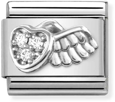 Nomination Classic Winged Heart Oxidised Sterling Silver & Steel Charm 330304/42