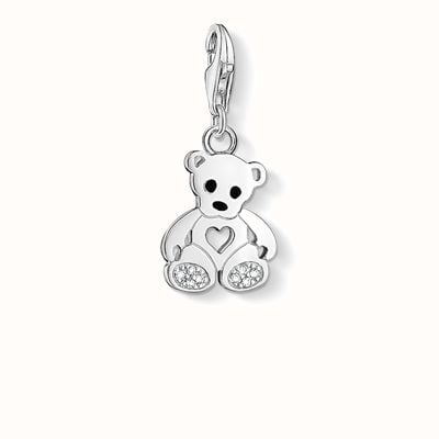 Thomas Sabo Teddy Bear Charm White 925 Sterling Silver Cold Enamel/ Zirconia 1119-041-14