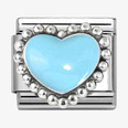 Nomination Classic Pastel Blue Raised Heart Sterling Silver Charm 330204/34