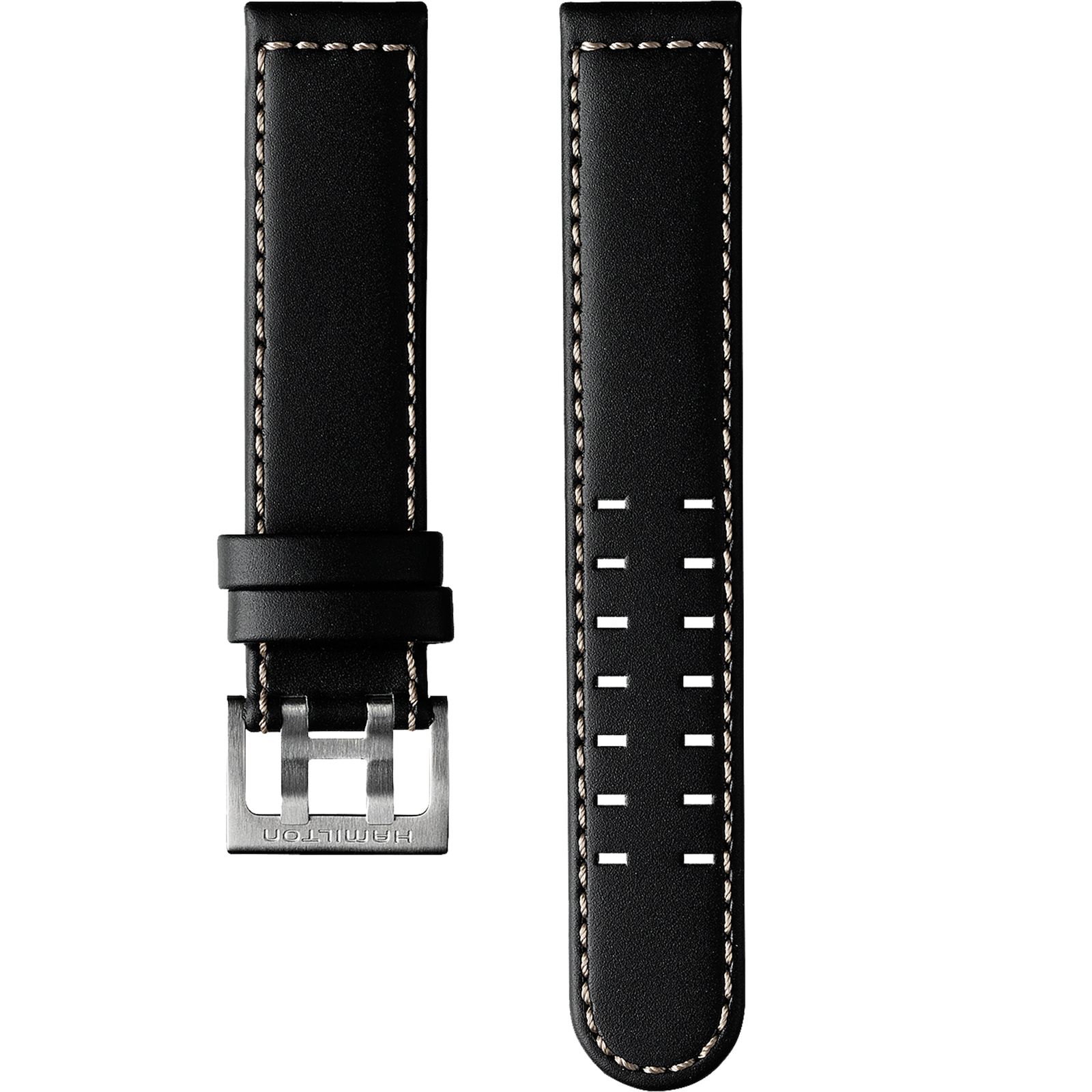 Hamilton Straps H690646107 Khaki Aviation Black Leather Watch