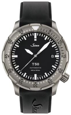 Sinn T50 Titanium Diving Watch (Captive Safety Bezel) Black Silicone With Pin Buckle 1052.010-PIN-BUCKLE-BLACK-SILICONE