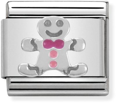 Nomination Classic Gingerbread Man Sterling Silver & Steel Enamel Charm 330204/09