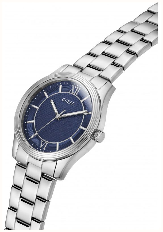 Guess Mens Quentin Blue Sunray Dial Silver-Tone Stainless Steel Bracelet GW1127G1 - alternate view 5