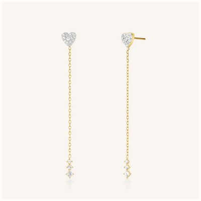 Rosefield Jewellery Heart Long Gold Plated Stainless Steel Earrings JEHLG-J1277