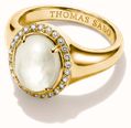 Thomas Sabo Thomas Sabo Fluid Elegance 18ct Yellow Gold Plated Mother of Pearl Halo Signet Ring (Size 50) TR2542-M01-14-50 - alternate view 2