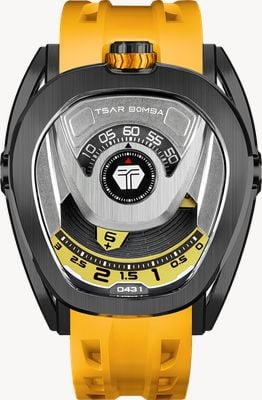 TSAR BOMBA Reactor Series Automatic (44mm) Silver & Yellow Dial / Yellow FKM Rubber Strap TB8213A-05