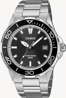Casio MTD-145D Series Diver Style (43.2mm) Black Sunray Dial / Stainless Steel Bracelet MTD-145D-1AVEF
