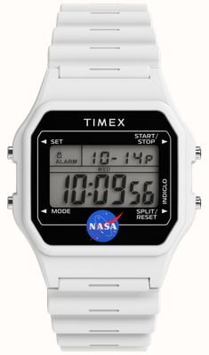 Timex Main Street NASA Artemis Digital (36mm) Positive Display / Lunar White Resin Strap TW2Y13500