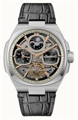 Ingersoll THE SPIRIT Automatic (46.7mm) Black Skeleton Dial / Black Leather Strap I15801