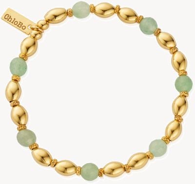 ChloBo In Bloom GOOD FORTUNE Aventurine Bracelet - Gold Plated GBAFRO