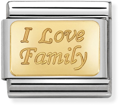 Nomination Classic ENGRAVED SIGNS In Stainless Steel With 18k Gold CUSTOM I Love Family Charm 030121/33