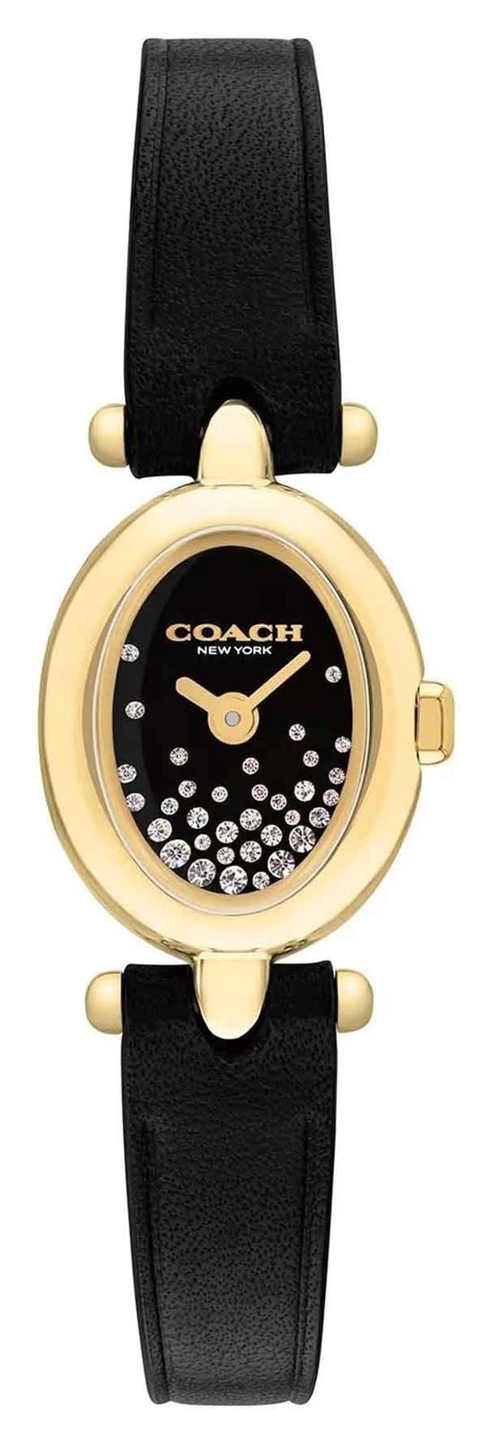 Coach 14504739 Sammy Crystal Black Dial With Black Leather Watch