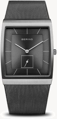 Bering Men's Classic Grey Dial / Grey Stainless Steel Mesh Bracelet 16033-377