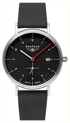 Bauhaus Classic Small-Seconds Quartz (41mm) Black Dial / Black Leather Strap 21302