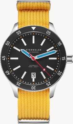 STERNGLAS Marus 2.0 Automatic (42mm) Black Dial / Yellow Nylon Strap S02-MA43-FI01
