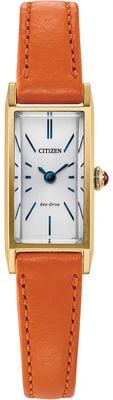 Citizen Eco-Drive Fio (14x30mm) White Dial / Orange Leather Strap EG7122-04A