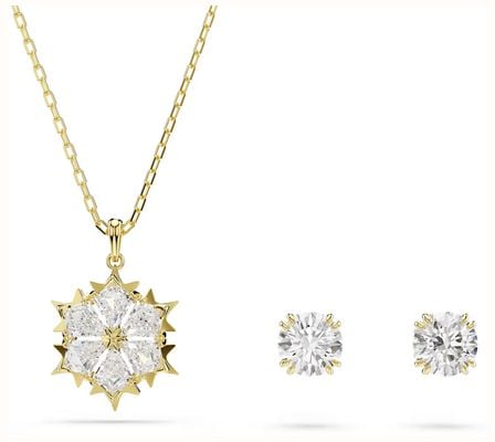 Swarovski Magic set, Set (2), Mixed cuts, Snowflake, White, 18K gold finish 5758002