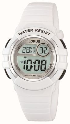 Lorus Sport Chronograph (33mm) Digital Dial / White Silicone Strap R2383HX9