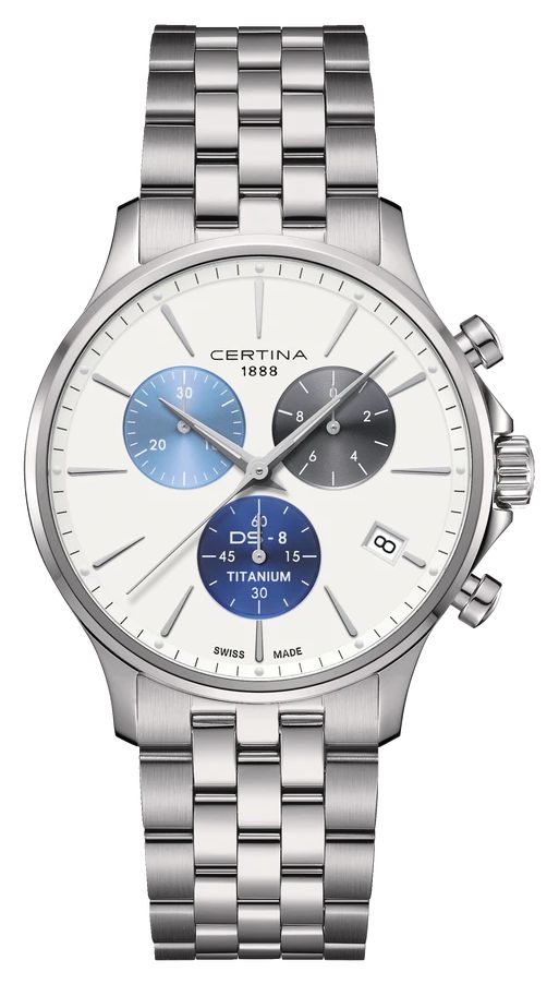 Certina C0454174401100 Men’s DS-8 Chrono (41mm) White Dial Watch