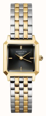 Rosefield Boxelle (19.5mm) Black CD Sunray Dial / Two-Tone Stainless Steel Bracelet BBDSG-B07