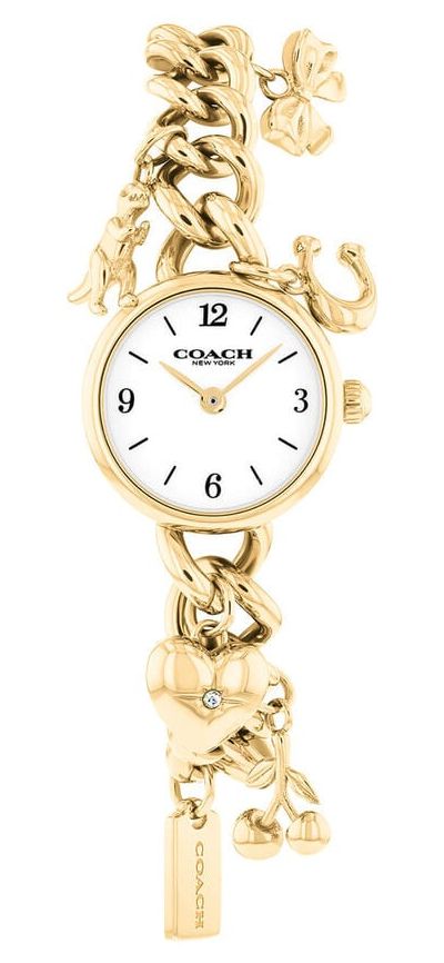 Coach 14504648 Iris 22mm White Dial Gold Tone Steel Charm Watch