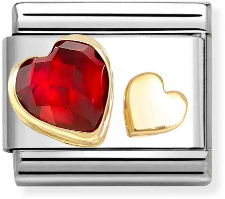 Nomination Classic Heart 18ct Gold & Steel Charm 030611/05