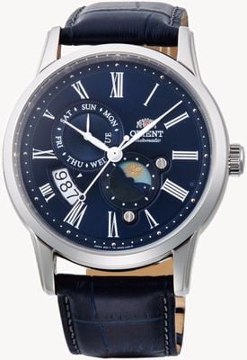 Orient Sun & Moon Mechanical (42.5mm) Blue Dial / Black Leather RA-AK0011D30B